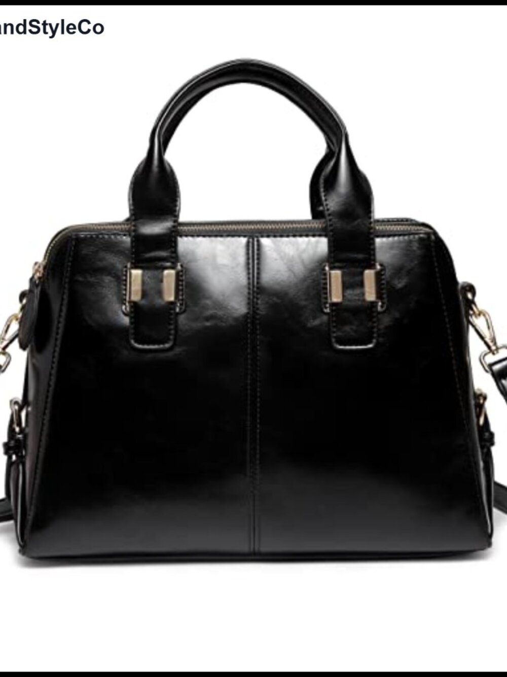 Faux Patent Leather Satchel Handbag Top Handle Work Tote with Triple